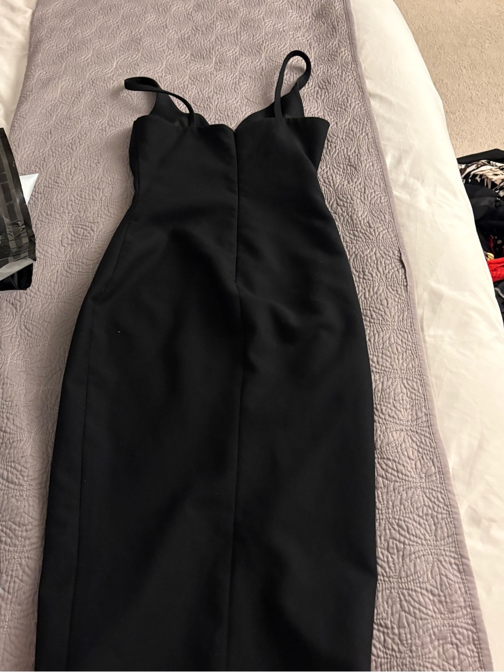 Elizabeth and James Black Midi Dress with Slim Straps